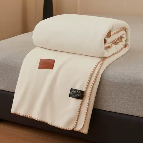 恒源祥轻奢纯色仿羊绒毯加厚保暖盖毯办公室午睡毯子沙发毯空调毯商品大图