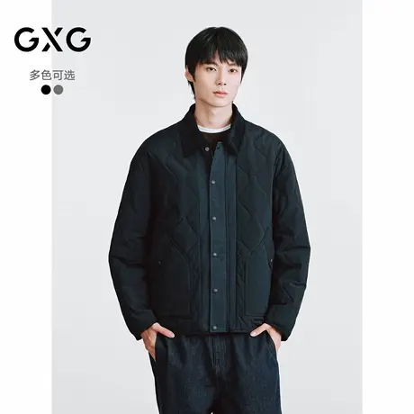 GXG 双色灯芯绒撞色门襟外套葫芦绗线短款棉服  2025冬季新品图片