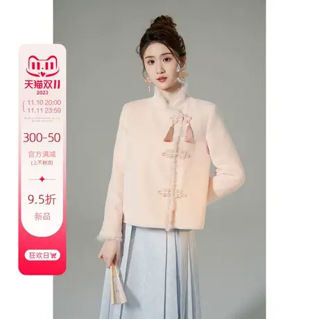 韩语琳新中式外套女2023新款爆款秋季高级感气质百搭秋冬粉色上衣商品大图