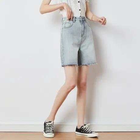 唐狮春夏季新款牛仔短裤女韩版宽松中裤女显瘦学生高腰5分裤潮裤图片