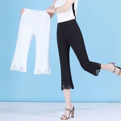 微喇叭裤女七分2025新款夏季薄款九分宽松高腰显瘦坠感阔腿休闲裤商品大图