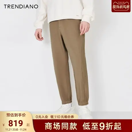 TRENDIANO官方拼接直筒束脚休闲裤百搭男裤潮2023新款冬季商品大图