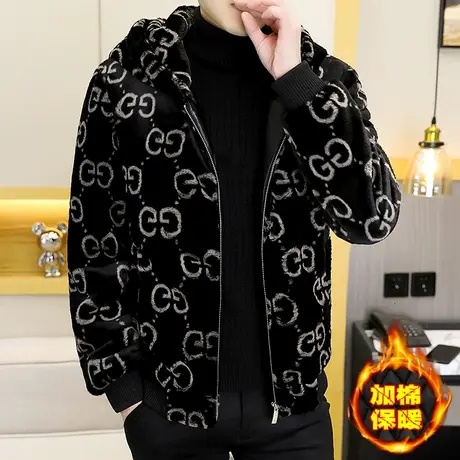 水貂绒棉服男士潮牌连帽防寒皮毛一体皮草外套保暖棉衣冬装棉袄子图片