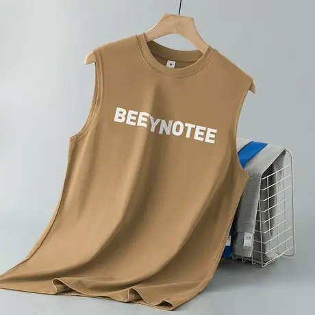 重磅纯棉男士背心夏季健身跨栏宽松全棉无袖t恤篮球运动宽肩坎肩商品大图