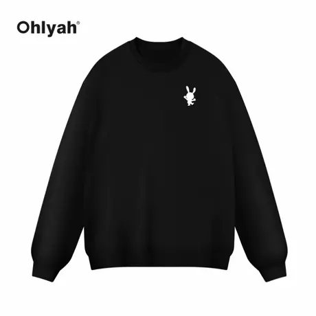 Ohlyah2023秋季新款卡通兔子印花宽松套头百搭圆领中长款卫衣女图片