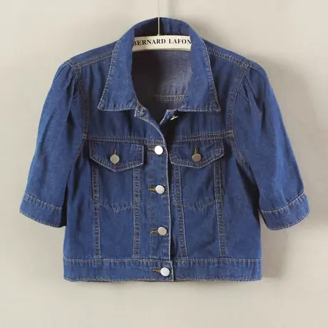 春夏新款韩版牛仔外套女短款中袖外搭高腰小披肩宽松上衣薄39图片