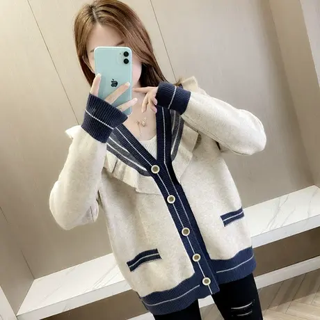 女士网红开衫毛衣女秋季新款女装甜美针织衫外套女春秋百搭图片