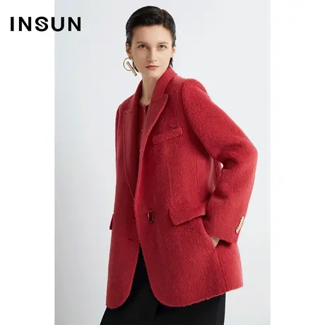 INSUN恩裳冬季羊驼毛轻商务毛呢外套商品大图
