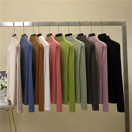 半高领打底衫女春秋冬韩版百搭薄款黑色长袖t恤修身内搭ins上衣潮商品大图