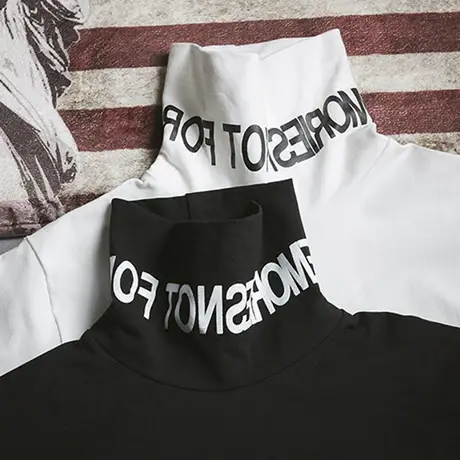 白色高领打底衫女春秋冬季新款宽松显瘦长袖T恤女堆堆领薄款内搭商品大图