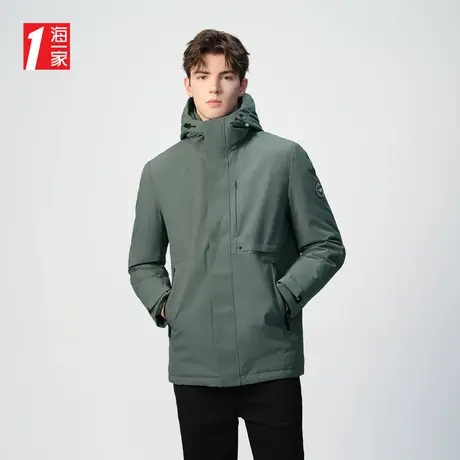 海一家青春休闲连帽外套冬季保暖舒适简约基础日常男士羽绒服图片
