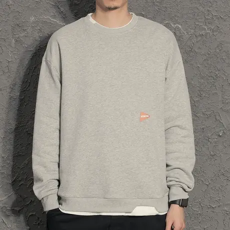 春秋圆领卫衣男潮ins宽松潮流休闲百搭港风潮牌情侣装假两件外套商品大图