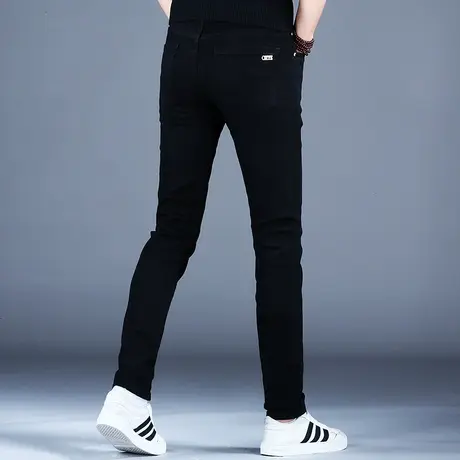 纯黑色弹力百搭裤子2023新款牛仔裤男款修身小脚休闲男裤潮牌潮流商品大图