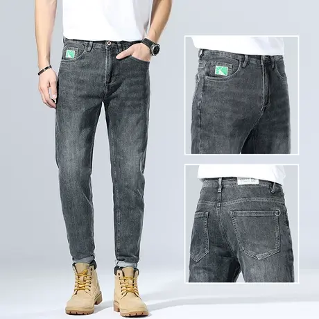 痞帅弹力复古牛仔长裤男士直筒宽松休闲男裤子夏季薄款2024年新款商品大图