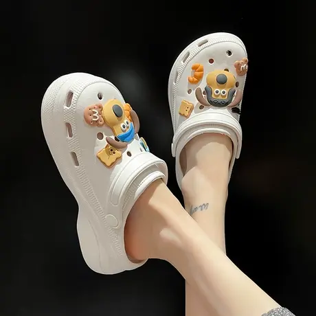洞洞鞋凉鞋女夏季室内外穿可爱小狗厚底增高跟防滑两穿包头凉拖鞋商品大图