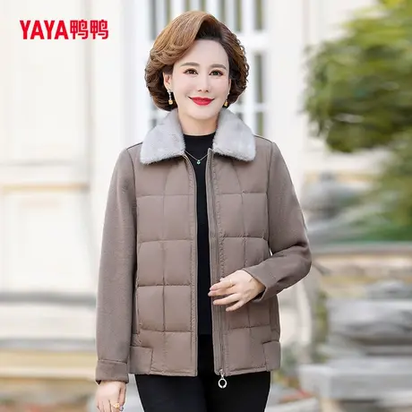 鸭鸭羽绒服女2023年新款中老年外套中长款休闲宽松妈妈装W图片