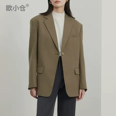 【直播间专享】秋冬宽肩羊毛西装宽松中长款毛呢西服图片