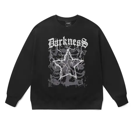 朋克卫衣男生欧美高街暗黑系星星印花宽松嘻哈大码秋冬情侣外套女图片