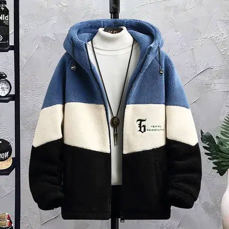 秋冬季青少年羊羔毛绒棉服外套男孩棉衣初中高中学生大童冬装棉袄商品大图