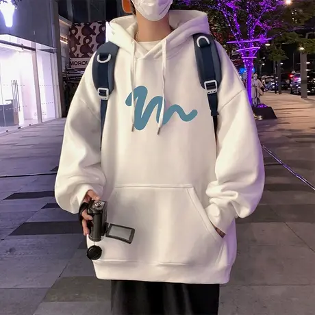 立体发泡印花重磅纯棉连帽卫衣男秋冬季帽衫港风高街潮牌休闲外套图片