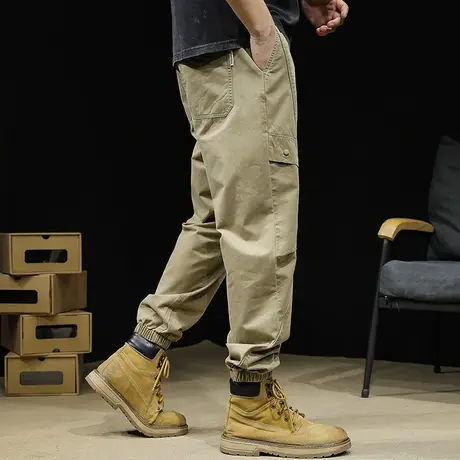 日系潮牌工装裤男2024新款春秋美式男士休闲裤春夏束脚纯棉裤子男商品大图