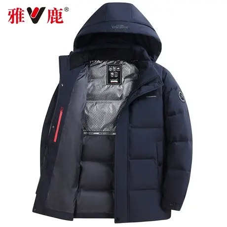雅鹿男士羽绒服短款2024新款连帽秋冬季加厚保暖中年爸爸冬装外套商品大图