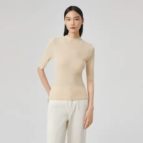 LANCY/俪雅春季新款套头针织衫女收腰显瘦通勤高级感上衣图片