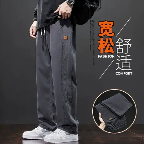 春秋款阔腿工装休闲裤子秋季2023年新款宽松男士男裤垂感痞帅男款商品大图
