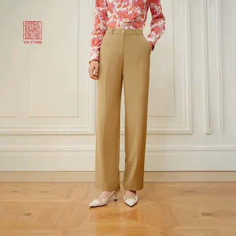 EP雅莹高端系列 重磅真丝一粒扣直筒西装裤 2024春装新款6416B图片