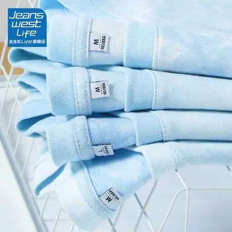 真维斯life扎染短袖t恤女2024新款夏季女装纯棉宽松半袖情侣装商品大图