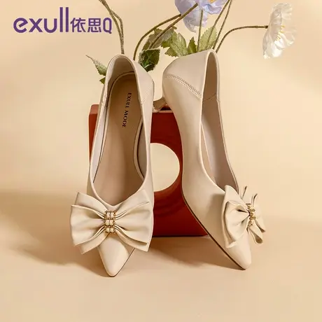 exull/依思Q高跟潮流女鞋2024年春秋季新款赫本风性感蝴蝶结女鞋商品大图