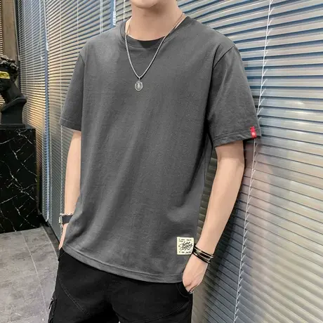 2023新款夏季男士宽松t恤时尚帅气百搭修身潮流男装棉感短袖商品大图