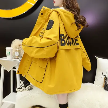 加绒加厚棉衣外套女韩版宽松2023年新款秋冬洋气百搭炸街工装棉服图片