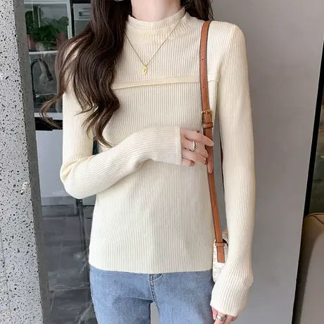 半高领打底衫女秋冬2023年新款时尚洋气内搭百搭针织爆款毛衣上衣图片
