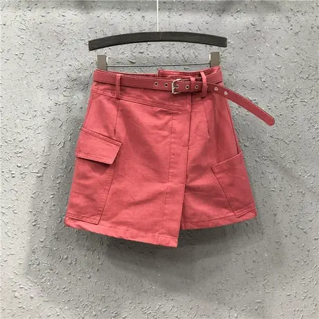 春夏新款不规则短裤裙女潮港味个性时尚大口袋高腰显瘦牛仔半身裙图片