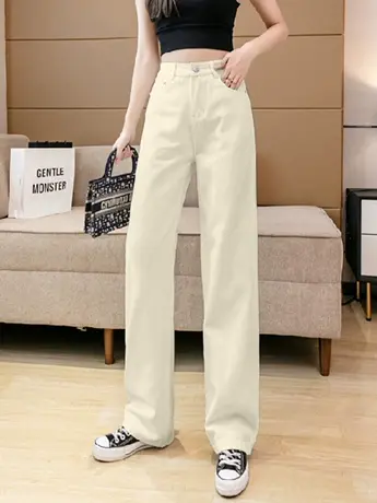 清仓捡漏新款高腰春季新款阔腿牛仔裤2023年垂感宽松直筒裤女潮商品大图