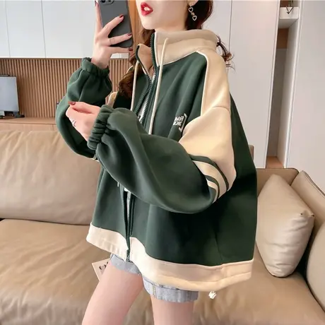 早春设计感小众短款外套女春秋季韩版宽松薄款撞色百搭棒球服开衫图片