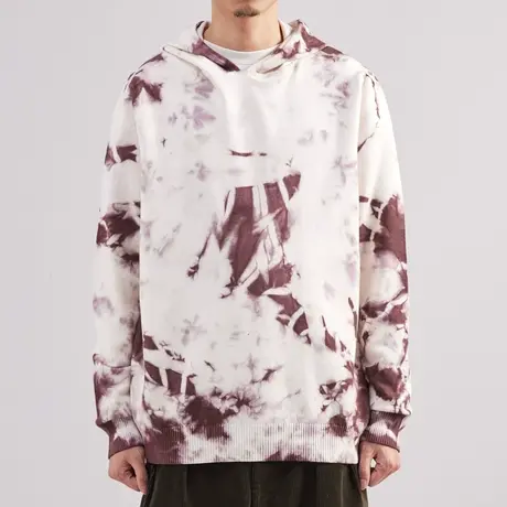 双11限量特价渐变扎染连帽毛衣卫衣男2022秋冬新款慵懒感休闲外穿图片