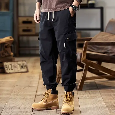 男款工装裤潮流松紧腰男士上档次裤子百搭裤子透气宽松潮牌工装裤商品大图