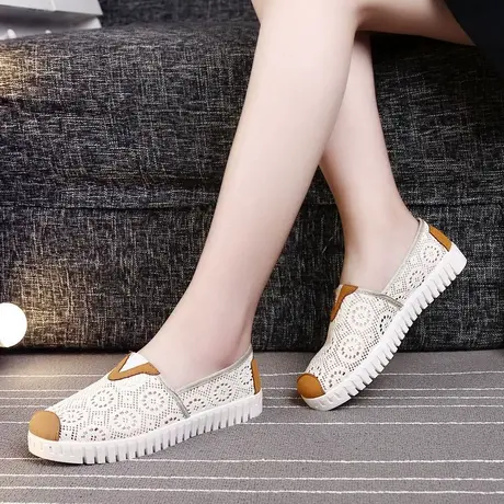 夏季网眼透气休闲鞋平跟软底舒适懒人套孕妇鞋散步鞋开车鞋妈妈鞋图片