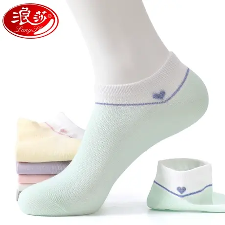 浪莎袜子女防滑不掉跟短筒纯棉春秋防臭吸汗棉袜夏季运动女士短袜商品大图