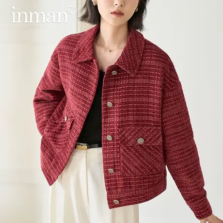 茵曼旗舰店小香风名媛外套女短款2023秋冬新款高级感气质翻领上衣图片