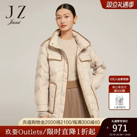 JZ玖姿时尚肌理压花羽绒服2022冬季新款户外运动风设计感外套商品大图