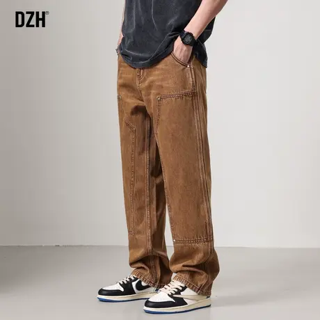 男士美式复古牛仔裤男春秋宽松直筒潮牌百搭裤子2023新款大码男裤商品大图