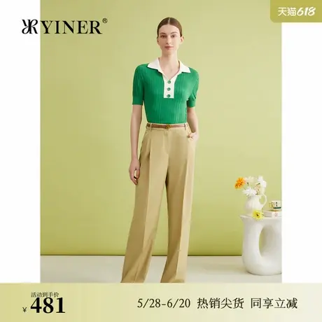 YINER音儿专选夏季法式时尚撞色POLO领针织衫套头上衣图片