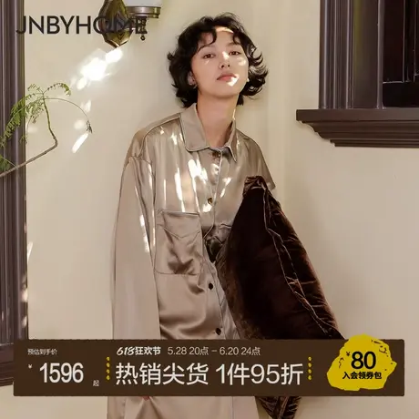 JNBYHOME江南布衣衬衫式睡裙女士家居服套装简约高级舒适真丝睡衣商品大图