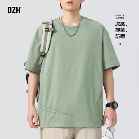 男士绿色冰丝t恤男2025新款防晒男生衣服体能训练服速干短袖男款商品大图