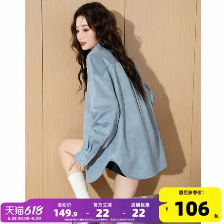 唐狮2025春季新款衬衫女长袖小个子百搭净色小众设计感休闲上衣图片