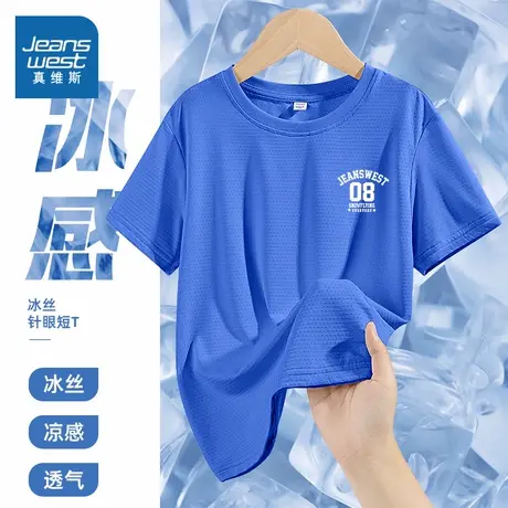 真维斯童装男童冰丝短袖T恤中大童速干网眼上衣透气儿童夏装薄款图片