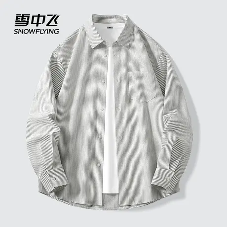 雪中飞牛津纺长袖衬衫男早秋2025新款男士时尚休闲宽松衬衣外套PC商品大图